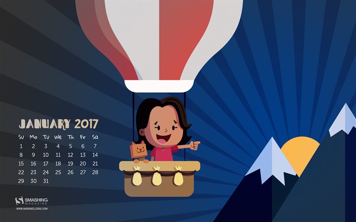 Январь 2017 обои календарь (2) #4