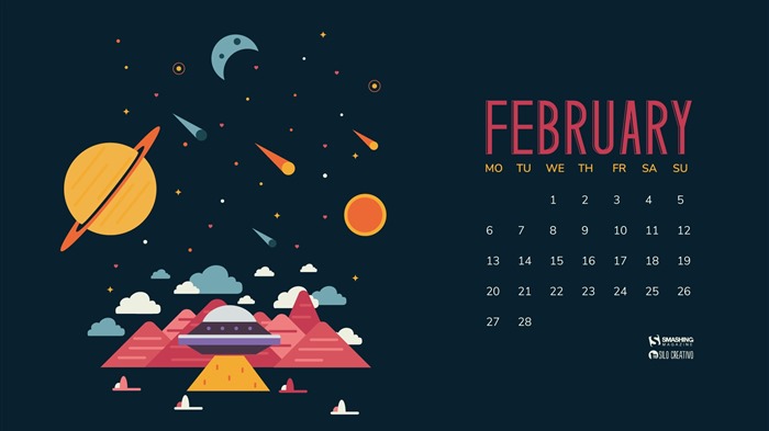 Fondo de escritorio de calendario de febrero de 2017 (2) #4