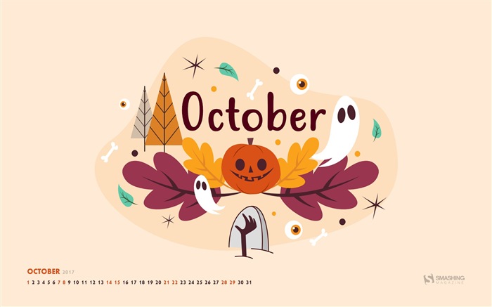 Fondo de pantalla de calendario de octubre de 2017 #1