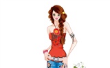 Vector-style fashion women wallpaper #4