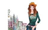 Vector-style fashion women wallpaper #25