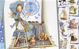 Holly Hobbie cute little girl hand-painted wallpaper