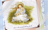 Holly Hobbie cute little girl hand-painted wallpaper #5