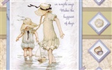 Holly Hobbie cute little girl hand-painted wallpaper #6