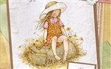 Holly Hobbie cute little girl hand-painted wallpaper #8