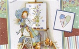 Holly Hobbie cute little girl hand-painted wallpaper #9