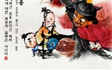 South Korea ink wash cartoon wallpaper #31