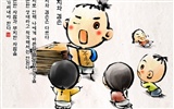 Sud Corée du lavage d'encre papier peint caricature #36