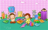 Vector cartoon childhood wallpaper (1) #18