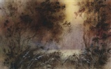 Watercolor landscape hand-painted wallpaper (1) #8