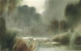 Watercolor landscape hand-painted wallpaper (1) #9