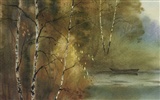 Watercolor landscape hand-painted wallpaper (1) #15