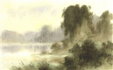 Watercolor landscape hand-painted wallpaper (1) #48593