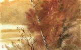 Watercolor landscape hand-painted wallpaper (2) #7