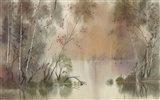 Watercolor landscape hand-painted wallpaper (2) #18