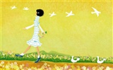 Hand-painted wallpaper girl romance (1)