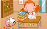 Vector girl and dog wallpapers #3