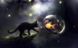 Apofiss kleine schwarze Katze Tapeten Aquarell Abbildungen #83509