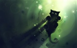 Apofiss small black cat wallpaper watercolor illustrations #9