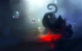 Apofiss malá černá kočka tapety akvarel ilustrací #15