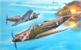 空中飛行的軍用飛機 精美繪畫壁紙