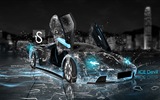 Water drops splash, beautiful car creative design wallpaper