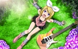 음악 기타 애니메이션 소녀 HD 배경 화면 #15