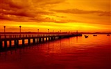 Coast pier at dusk scenery HD wallpaper #20