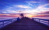 Coast pier at dusk scenery HD wallpaper