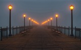 Coast pier at dusk scenery HD wallpaper #10