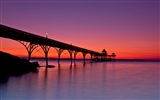Coast pier at dusk scenery HD wallpaper #17