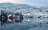 Zima, sníh, hory, jezera, stromy, silnice HD tapety na plochu #11