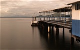 Lake and boardwalk dusk views HD wallpapers #2