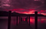 Lake and boardwalk dusk views HD wallpapers #8