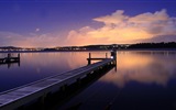 Lake and boardwalk dusk views HD wallpapers #10