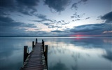 Lake et promenade au crépuscule vues fonds d'écran HD #13