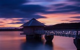 Lake and boardwalk dusk views HD wallpapers #18