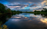 Les arbres, les montagnes, l'eau, lever et coucher du paysage de nature, fonds d'écran HD #8