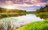 Les arbres, les montagnes, l'eau, lever et coucher du paysage de nature, fonds d'écran HD #36