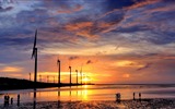 Taiwan Gaomei zones humides fonds d'écran coucher de soleil HD